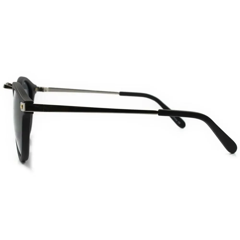 Hipster Vintage Retro 80s Style Mens Womens Matte Black Silver Round Sunglasses